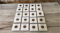 Wheat pennies from 1916 to 1956