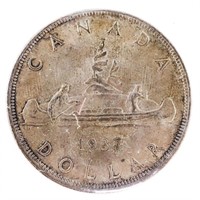Scarce Canada 1937 Silver Dollar MS65 ICCS