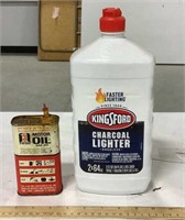 3-in-one Motor Oil can- empty w/ Kingsford