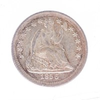 USA 1856 Silver 5 Cents AU58 ICCS