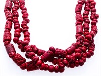 Holt Renfrew - Red Coral Triple Strand Necklace