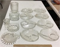 Misc glass lot w/ 8-snack plates-no cups