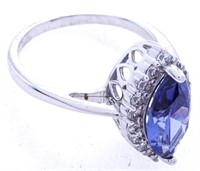 925 Sterling Silver Ring,, Marquis Cut Tanzanite