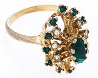 Vintage 18kt GEP Stamped Emerald Ring