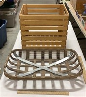 Tobacco basket w/ wood crate-15in x 12in x 12in