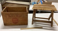 Wooden crate w/ folding seat