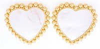 24kt G.P. Heart Shape Mother of Pearl Earrings -Cl