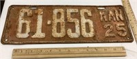 1925 Kansas license plate
