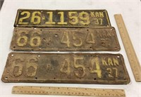 3-1937 Kansas license plates