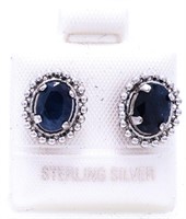 925 Sterling Silver Oval Cut Genuine Blue Saphire