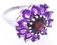 925 Sterling Silver Fancy Amethyst Ring, 4cts. Pea