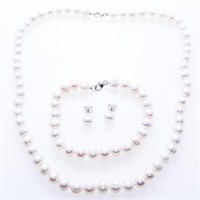 Myoto Pearl Necklace, Bracelet & Earring Set