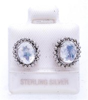 925 Sterling Silver Oval Cut Genuine Monnstone Ear