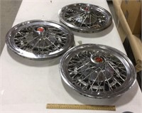 3- 1974-1979 Ford Torino Wire spoke hubcaps 15in