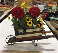 American flag wagon w/ flowers decoration