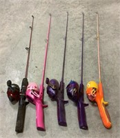 5 Kids fishing poles