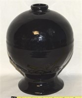 Antique Deco Black Glaze Stoneware Syrup Dispenser