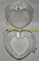 (2) Vtg SafeBake USA Glass Cupid Heart Dishes