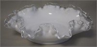 Vtg Fenton Silvercrest Milk Glass Candy Dish 8"