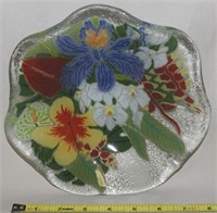 Peggy Karr Signed Fused Glass Bouquet Bowl 8.5"
