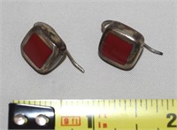 Vtg TAXCO Mexico Sterling Silver Red Earrings
