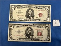 (2) $5 RED SEAL 1953 & 1963