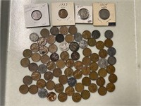 LOT OF WHEAT PENNIES & SOME BUFFALO NICKELS
