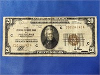 1929 FEDERAL RESERVE BANK OF PHILADELPHIA, PA $20