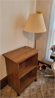 Wood Book Shelf and Lamp
