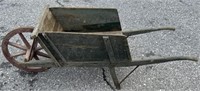 Antique Primitive Painted Wheelbarrow.