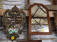 Vtg Gild Mirror 27x17, Beveled Mirror Wood Frame 2