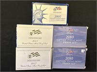 2007 & 2010 U.S. Coin Mint Proof Sets.