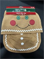 Merry Bright Gingerbread Infant Hat & Bib Set