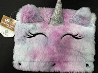 Fuzzy Unicorn Binder Pencil Pouch Cosmetics Pouch