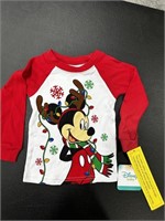 NWT Mickey Mouse Xmas 24m Infant Pajama Top