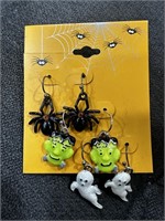 NEW 3pk Halloween Theme Earrings Spider Ghost