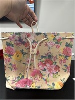 Floral Print Canvas Style Bucket Bag Purse 14x11