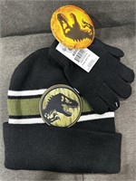 NWT Boys 2pc Jurrasic Park Winter Hat & Gloves Set