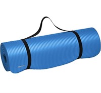 Half Inch ExtraThick Yoga Exercise Mat wStrap BLUE
