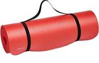 Half Inch Extra Thick Yoga Exercise Mat wStrap RED