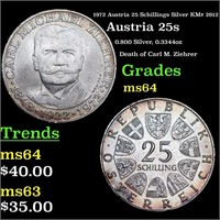 1972 Austria 25 Schillings Silver KM# 2912 Grades
