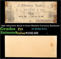 1862 Allentown Bank 6 Cents Obsolete Currency Bank
