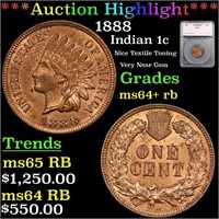 ***Auction Highlight*** 1888 Indian Cent 1c Graded