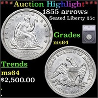 ***Auction Highlight*** 1855 arrows Seated Liberty