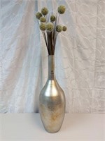 24" Tall Glass Vase with Artificial Flowers