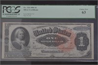 1886 $1 Silver Certificate Large FR#218 PCGS CCU63