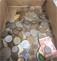 TRAY OF ASSORTED FOREIGN COINS, MISC