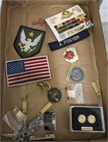TRAY OF MEDALS, TAGS, PATCHES, SOVIET, MISC