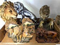 TRAY OF ASSORTED LIONS, DÉCOR, FIGURINES