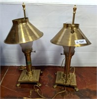PR BRASS LAMPS W/ GLASS SHADE AND METAL SHADE